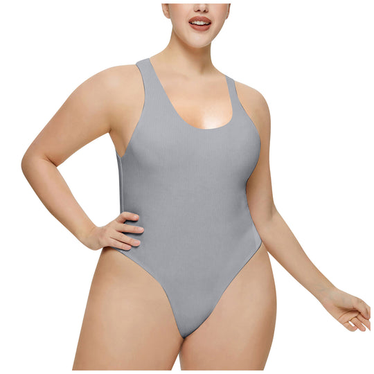 Damen Hochgeschnittenes Rib-Badeanzug EB