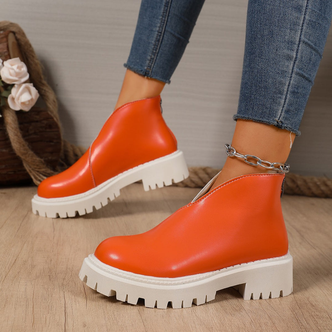 Damen Modische Chelsea-Boots mit trendigem Plateau und rutschfester Sohle EB
