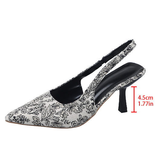 Damen Slingback-Pumps mit floralem Muster und elegantem Absatz EB