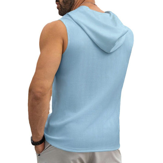 Herren Ärmelloses Sport-Tanktop mit Kapuze und Schnürung EB