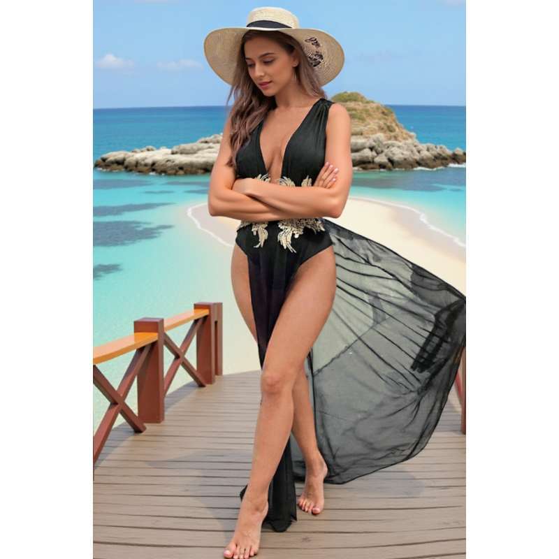 Damen Strandkleid mit eleganter Applikation EB