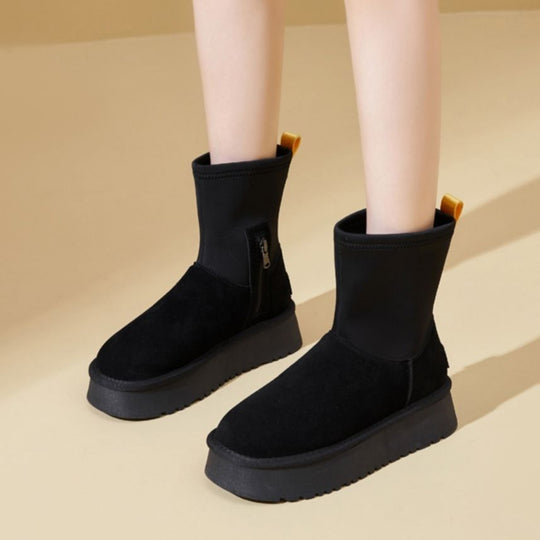 Damen Modische Stiefel mit elastischem Obermaterial und rutschfester Sohle EB