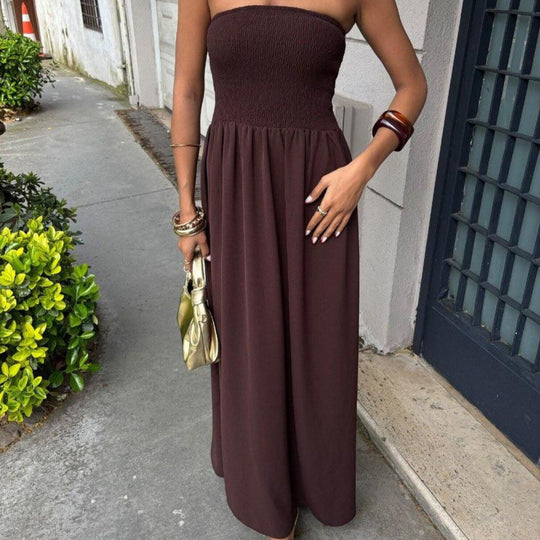 Damen Maxikleid mit elegantem Oberteil und fließendem Rock EB