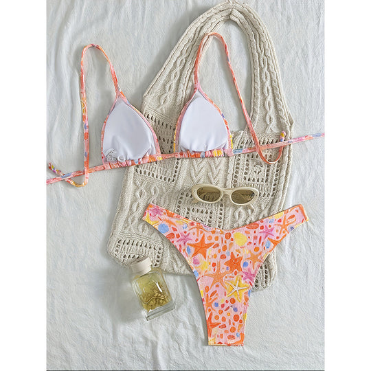 Damen Buntes Triangel-Bikini-Set mit floralem Muster EB