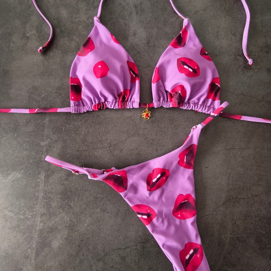 Damen Bikini-Set mit verstellbarem Triangel-Oberteil und hoch geschnittenen Hüftbund EB