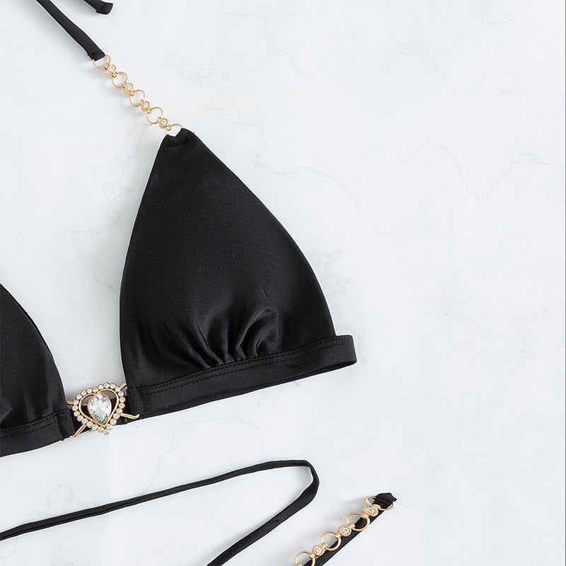 Damen Triangel-Bikini mit glamourösem Schmuckdetail EB