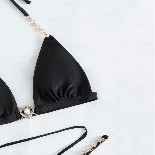 Damen Triangel-Bikini mit glamourösem Schmuckdetail EB