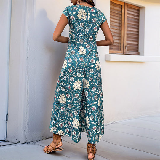 Damen Jumpsuit mit floralem Design und weitem Bein EB