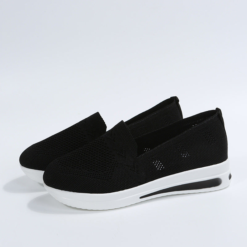 Damen atmungsaktive Slip-On Sneakers mit flexiblem Strick-Obermaterial EB
