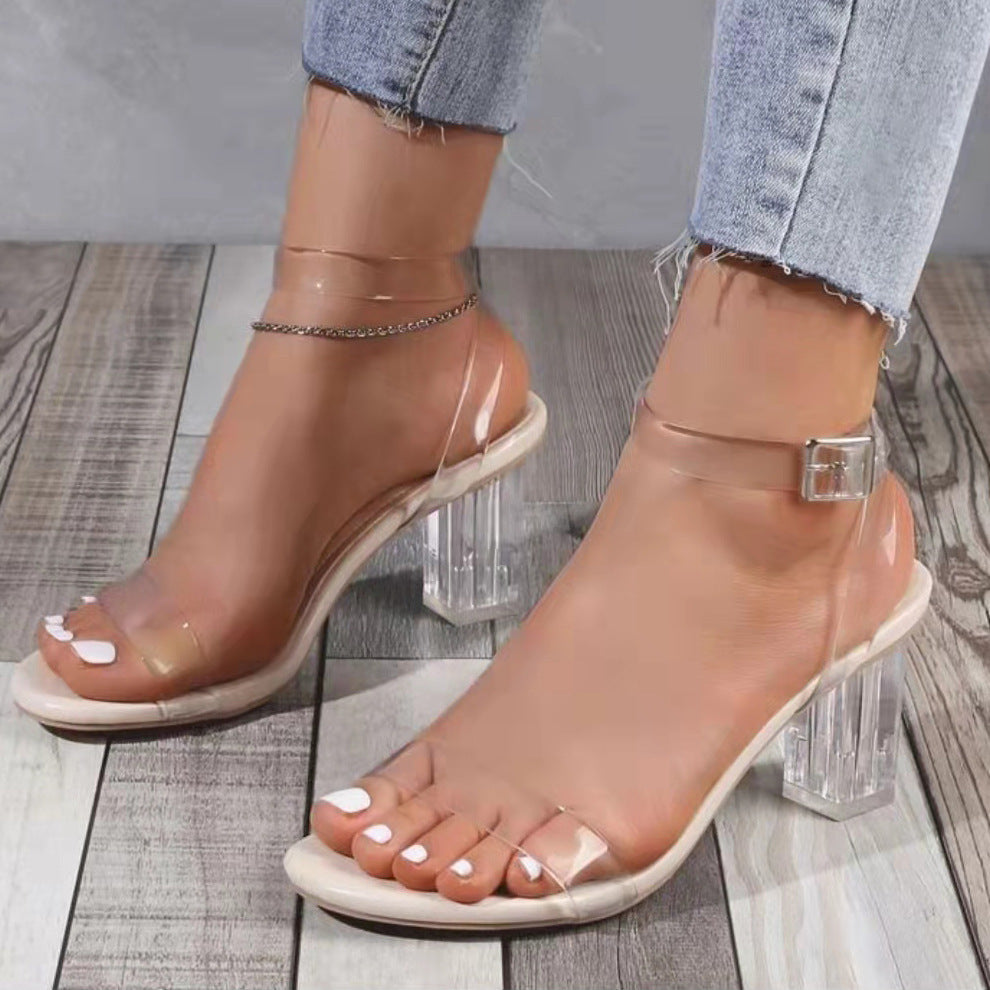 Damen transparente Sandalen mit klarem Absatz EB