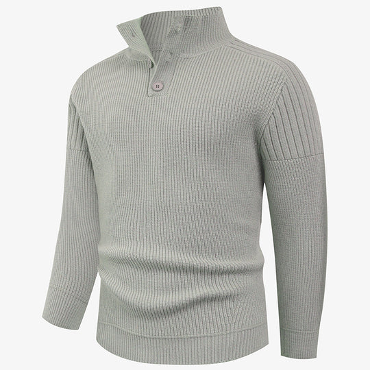 Herren Strickpullover mit hohem Kragen und Knopfdetails EB