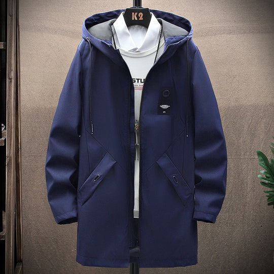 Herren nan urbaner Midlength Tech-Parka mit Kapuze, verdecktem Reißverschluss und winddichter Beschichtung EB