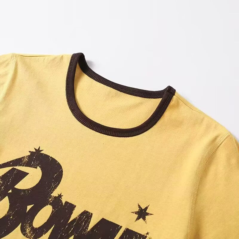 Damen Vintage T-Shirt mit Rundhalsausschnitt und auffälligem Grafikdruck EB