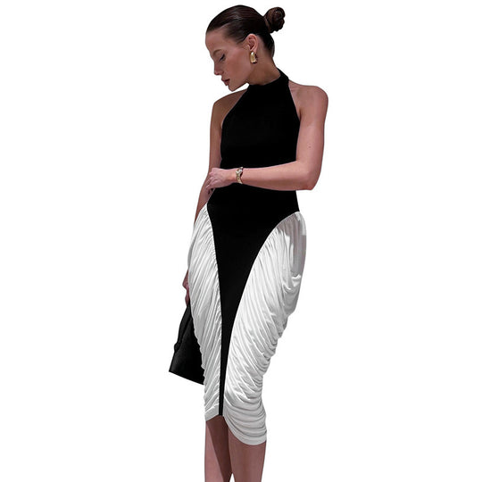 Damen Elegantes Abendkleid mit tiefem Rückenausschnitt und innovativem Drapierungsdesign EB