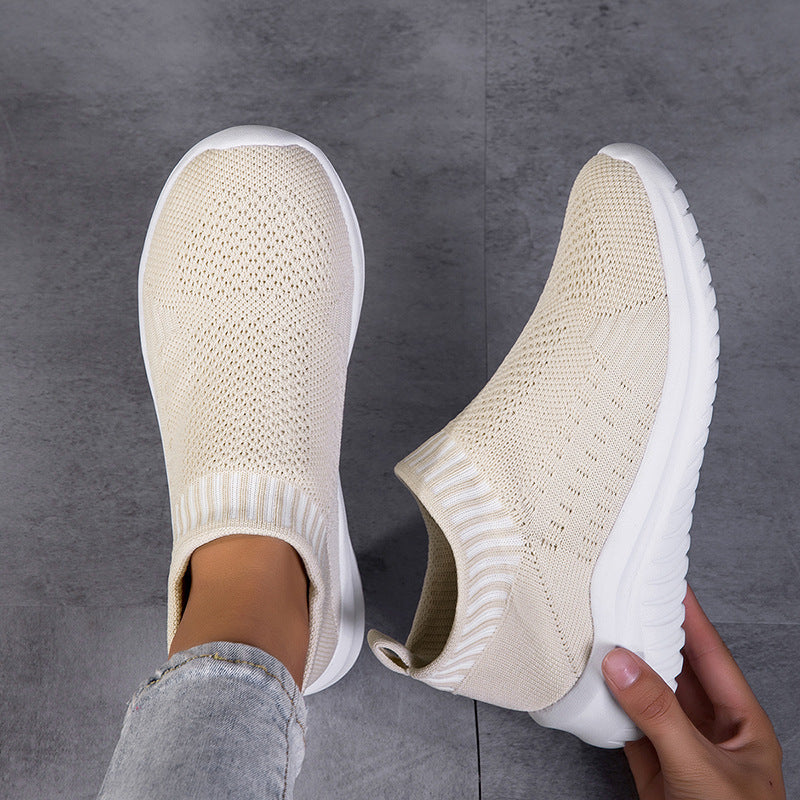 Damen Sportliche Slip-On Sneakers mit atmungsaktivem Strickoberteil EB 1774575816