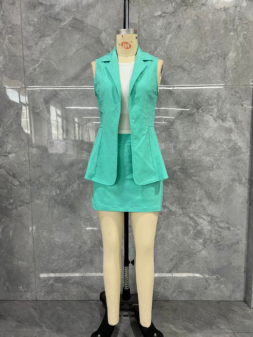 Damen Zweiteiliges Blazer- und Rock-Set mit modernem Schnitt EB