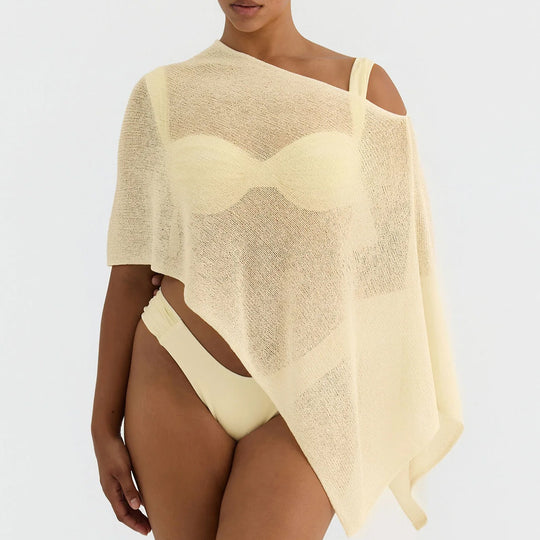 Damen transparenter Strandüberwurf mit asymmetrischem Schnitt und elegantem Design EB