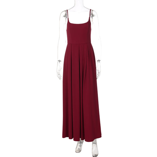 Damen Fließendes Maxikleid mit schmalen Spaghettiträgern und elegantem Schnitt EB