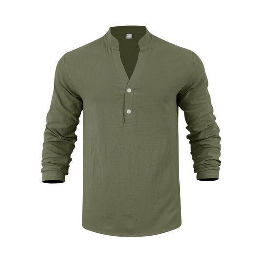 Herren Langarm-Henley-Shirt mit praktischem Knopfdesign und lässiger Passform EB