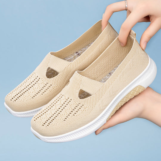 Damen Atmungsaktive Slip-On Sneakers mit elastischen Einsätzen EB