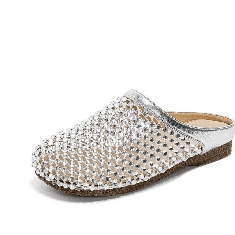 Damen modische Pantoletten mit eleganter Strassverzierung und bequemer Sohle EB