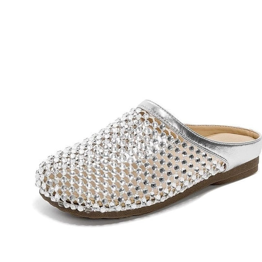Damen modische Pantoletten mit eleganter Strassverzierung und bequemer Sohle EB