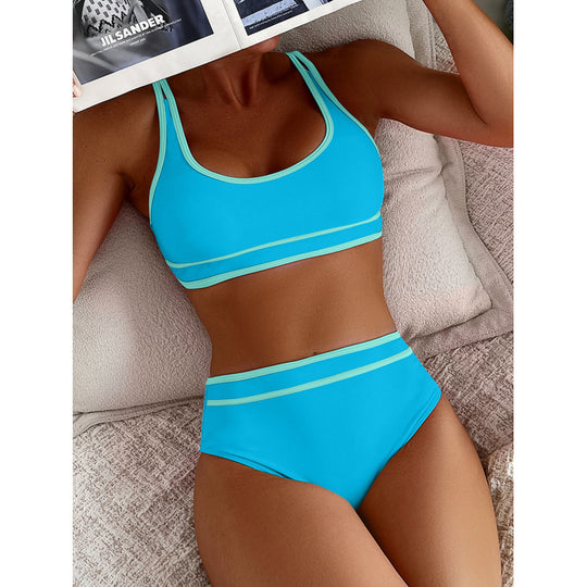 Damen Hochgeschnittener Sport-Bikini mit modischen Details EB