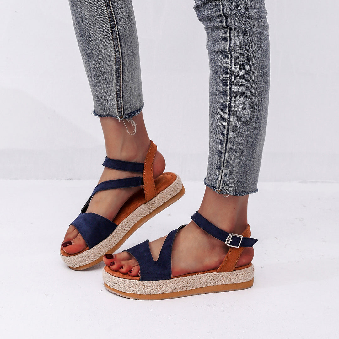 Damen Elegante und komfortable Keil-Sandalen mit verstellbarem Riemen EB