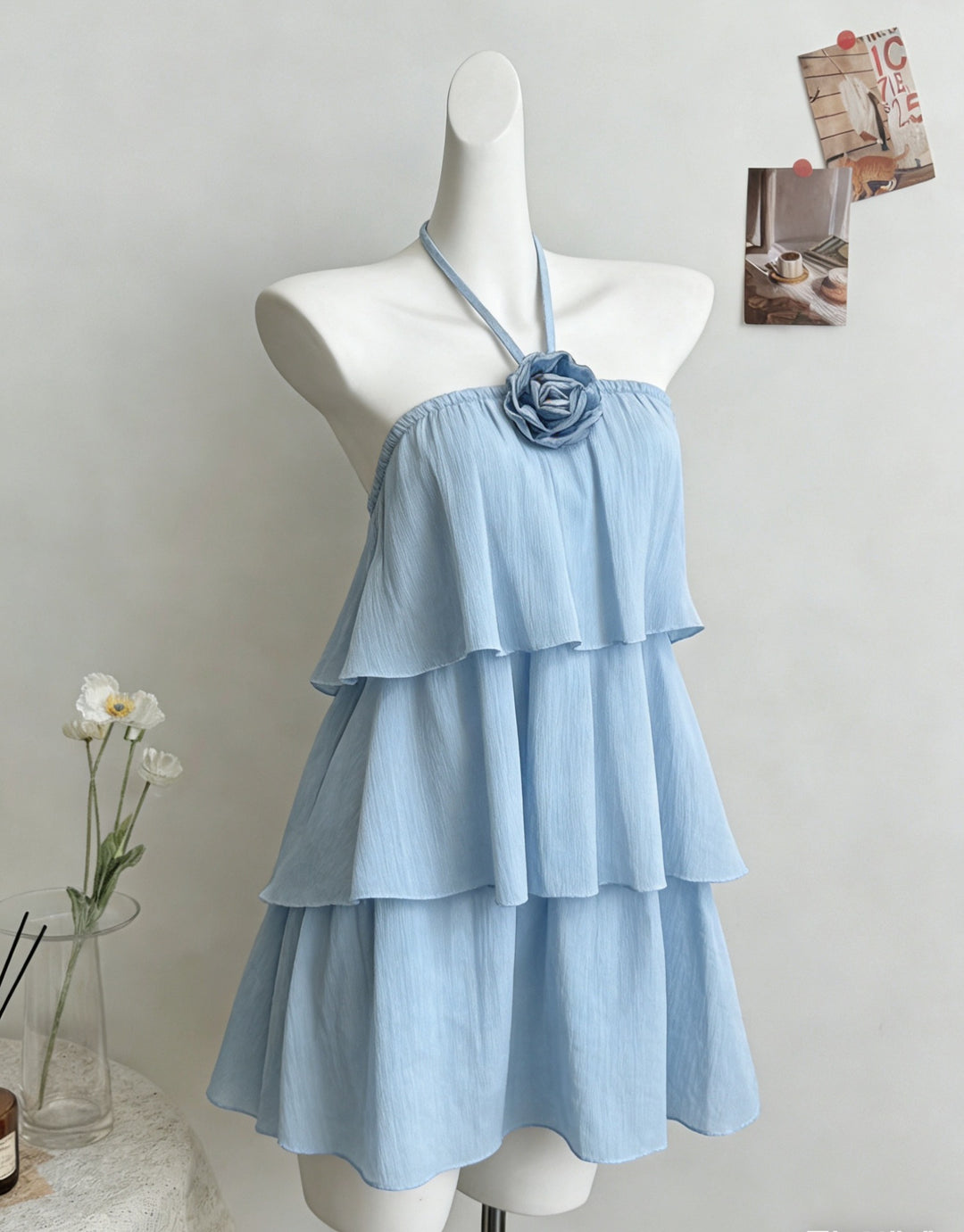 Damen luftiges Strandkleid mit Rüschendetails EB