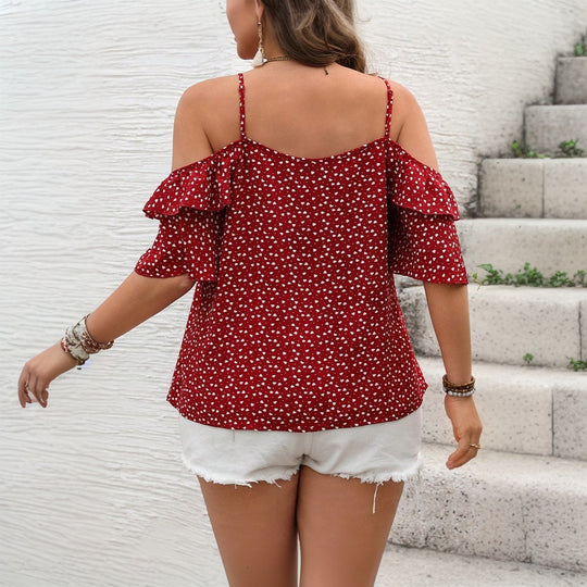 Damen luftiges Oberteil mit Rüschendetails und Cut-Outs EB