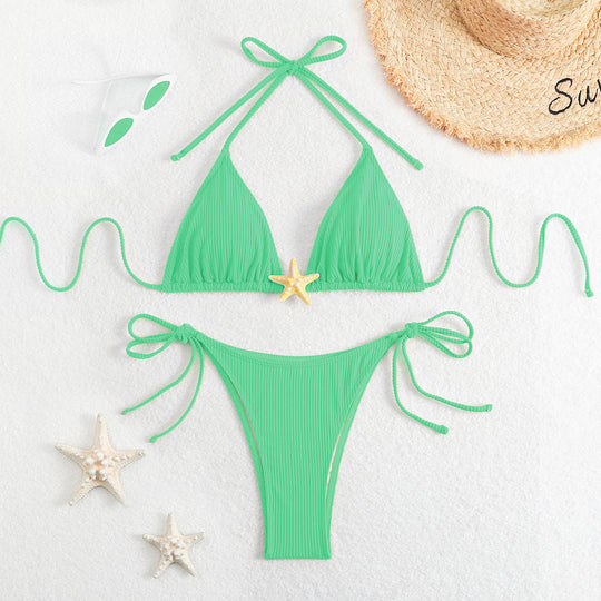 Damen Triangel-Bikini mit raffinierten Rüschen und verspielten Akzenten EB
