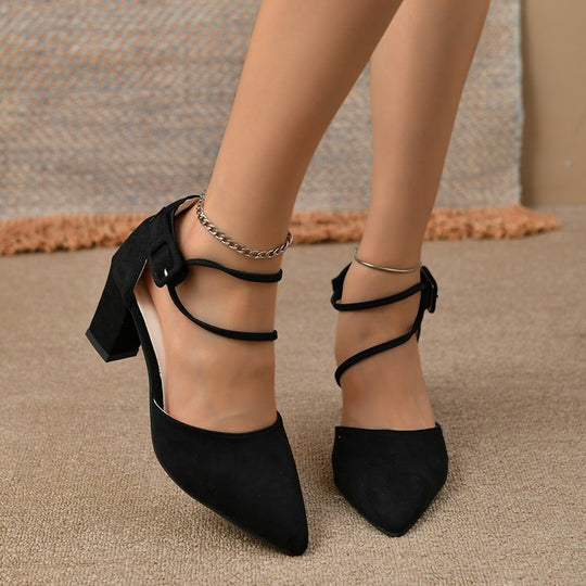 Damen elegante Sling-Pumps mit modischem Schnallenakzent und komfortablem Blockabsatz EB