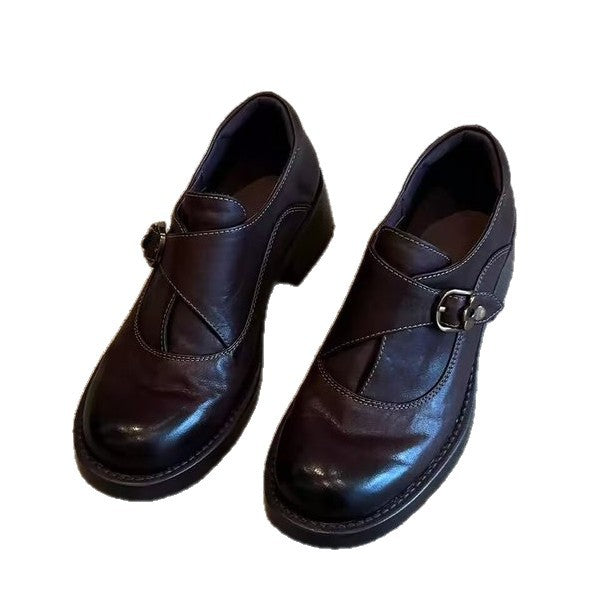Damen komfortable und elegante Riemchen-Ballerinas mit dekorativer Schnalle EB