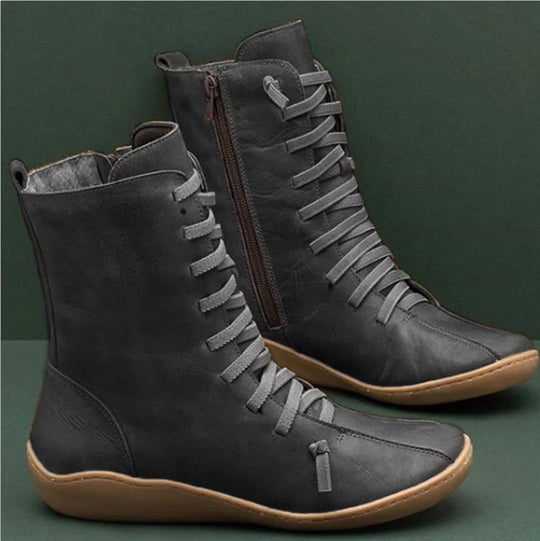 Damen Schnürstiefel mit elastischem Schaft und rutschfester Sohle EB