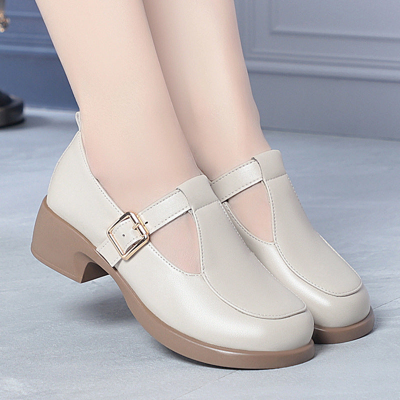 Damen Mary Jane Schuhe mit verstellbarem Riemen und bequemen Blockabsatz EB
