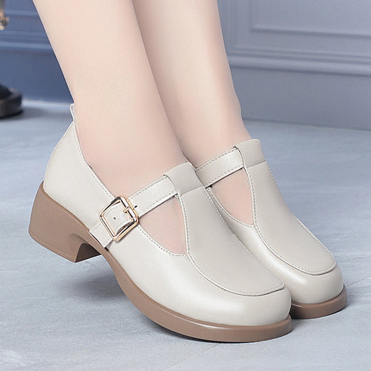 Damen Mary Jane Schuhe mit verstellbarem Riemen und bequemen Blockabsatz EB