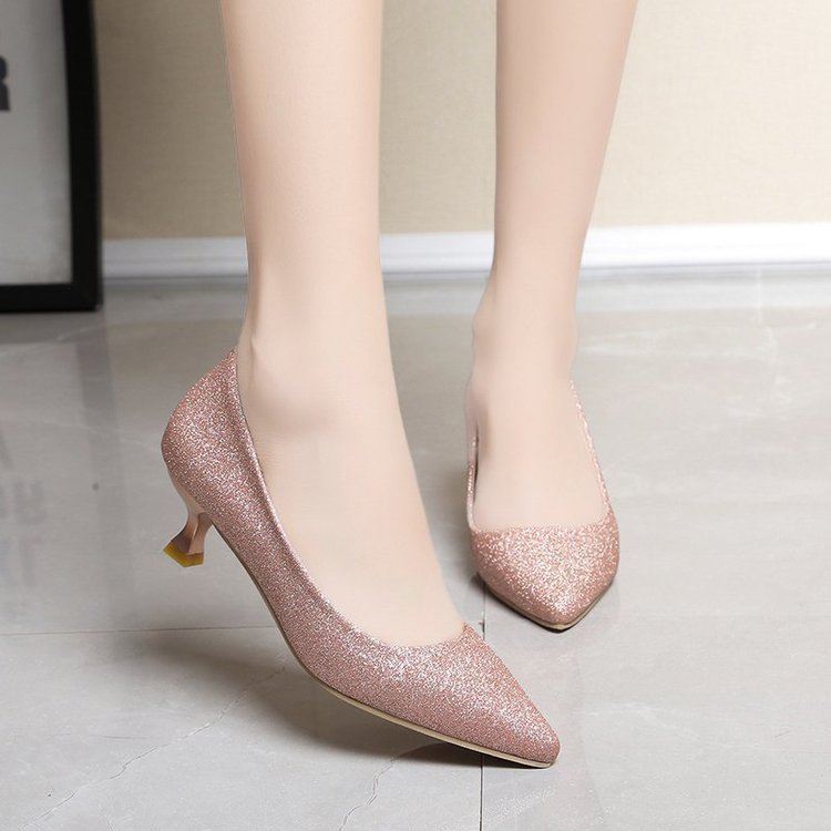 Damen schimmernde Pumps mit elegantem Blockabsatz EB