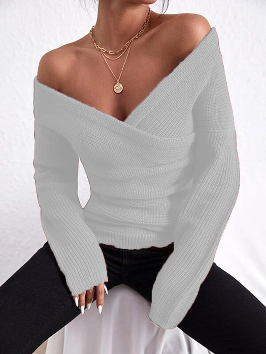 Damen lässiger Wickelpullover EB
