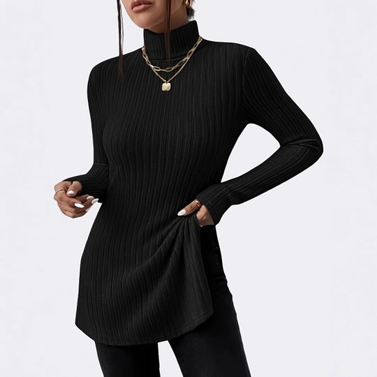Damen Modischer Rollkragenpullover mit angesagter Rippstruktur EB