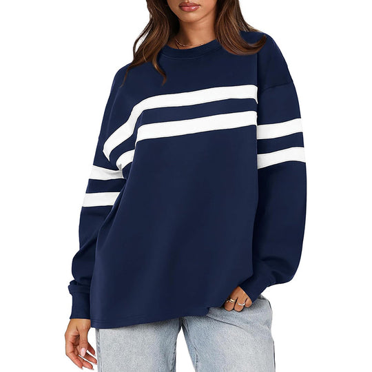 Damen Oversized Sweatshirt mit trendigen Streifen EB