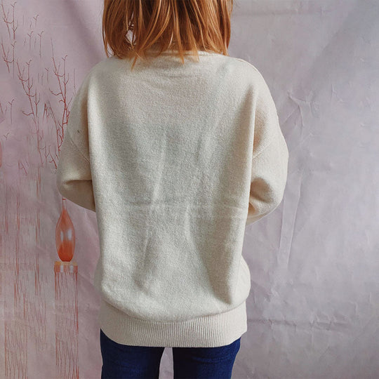 EB | Einfarbiger Warmer Strickpullover Für Alltag