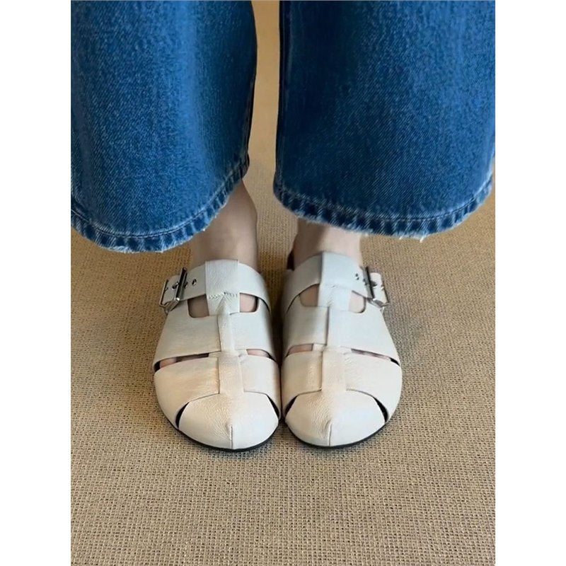 Damen moderne Zehentrenner-Sandalen mit seitlichem Riemendesign EB