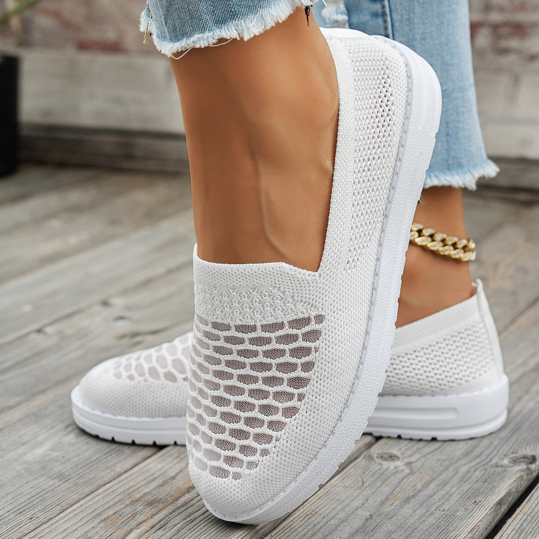 Damen Komfortable Slip-On Sneakers mit atmungsaktivem Netzdesign EB