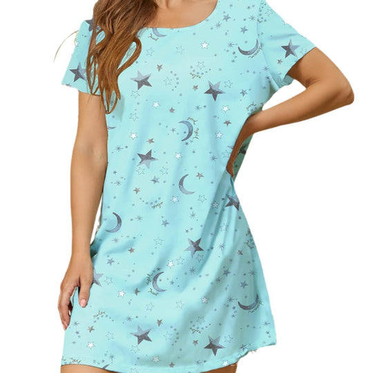Damen lässiges Nachtkleid mit buntem Schmetterlingsmuster EB
