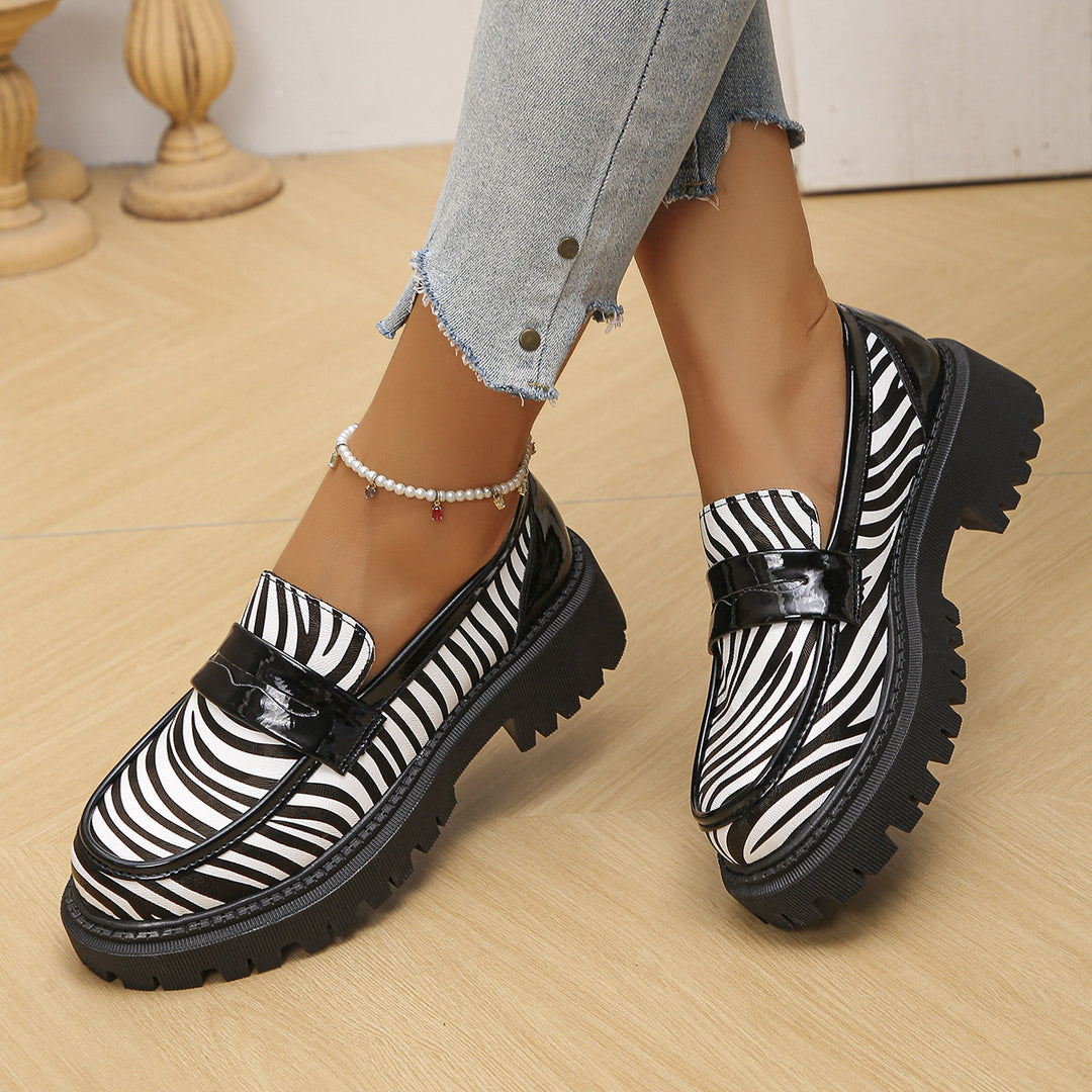 Damen Trendige Mokassin-Schuhe mit auffälligem Zebra-Druck und komfortabler Sohle EB