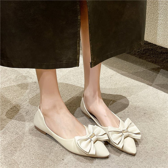 Damen elegante Ballerinas mit schickem Schleifenakzent EB