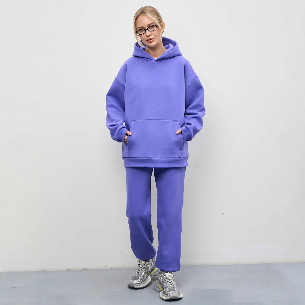 Damen großzügiger Kapuzenpullover Oversize mit Kängurutasche und weichem French-Terry EB