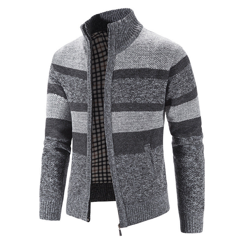 Herren modische Strickjacke mit Stehkragen und Reißverschluss EB