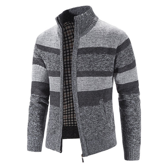 Herren modische Strickjacke mit Stehkragen und Reißverschluss EB