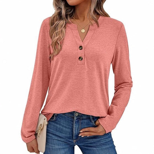 Damen Langarmshirt mit Knopfdetails EB